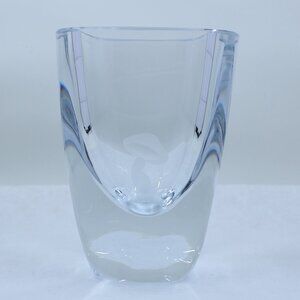 Small Heavy Glass or Crystal Vase with Etched Mushroom